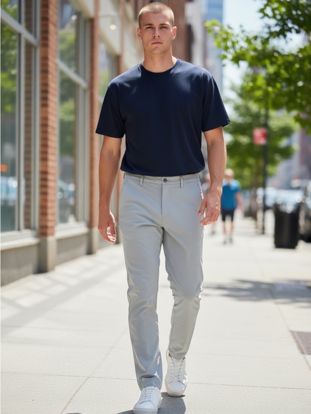 Lululemon Men's Light Gray Slim Fit Casual Pants Size 34 Flat Front Straight Leg